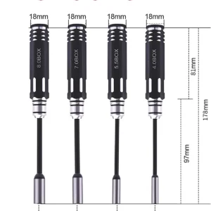 Hex Nut Driver Set 4.0MM, 5.5MM, 7.0MM, 8.0MM 4 pcs