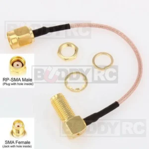 10CM RP-SMA Male to 90 Degree SMA Female Cable