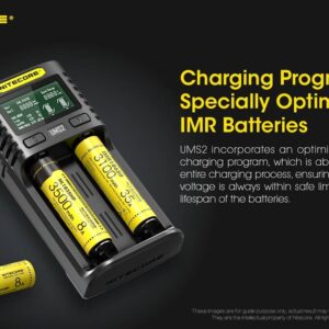 Nitecore UMS2 Dual-Slot USB Fast Charger for 18650 21700 batteries
